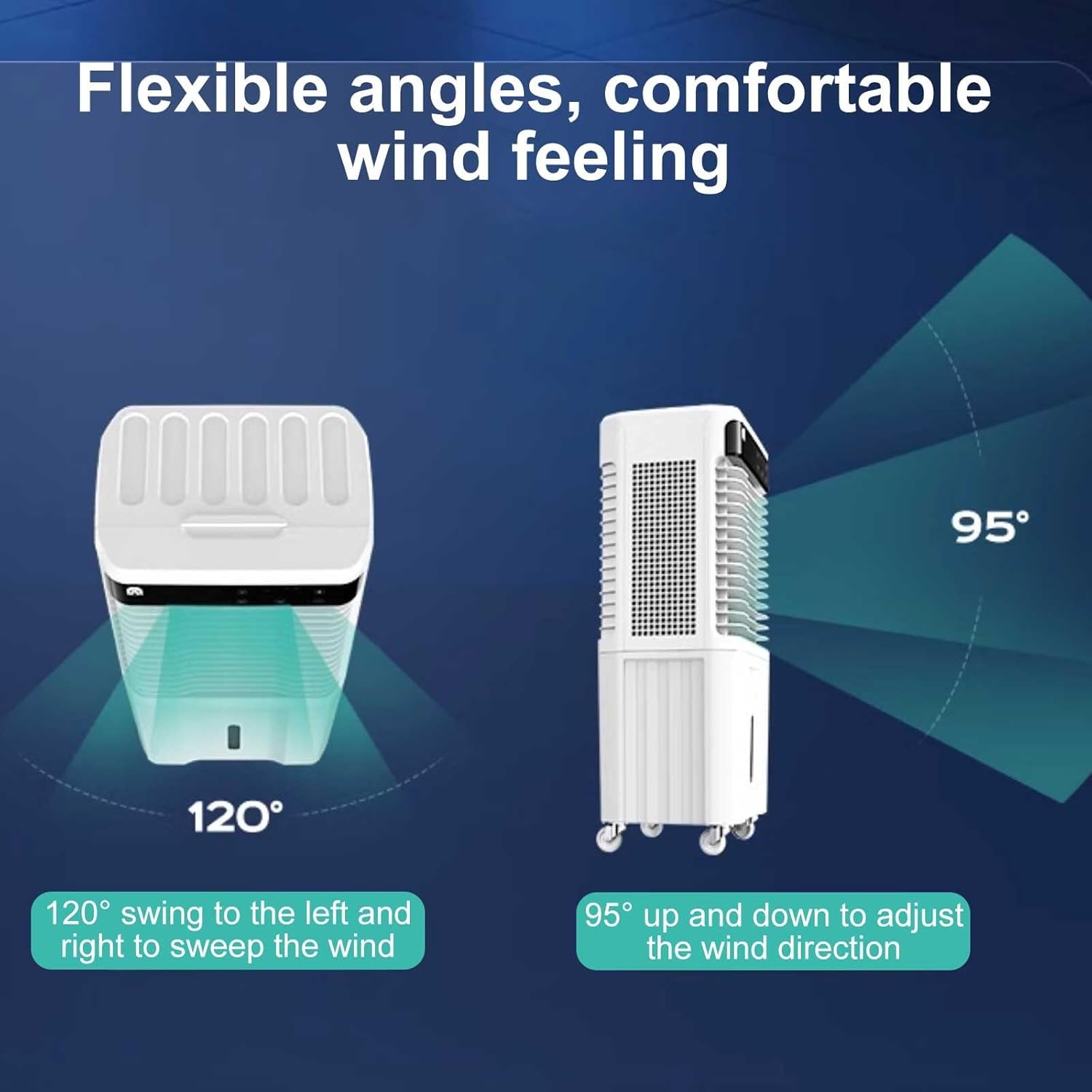 Portable Swamp Cooler Air Conditioner With 35L Water Tank 120°Oscillation, 3 Speeds, 10 Ice Box, for Home Patio Office