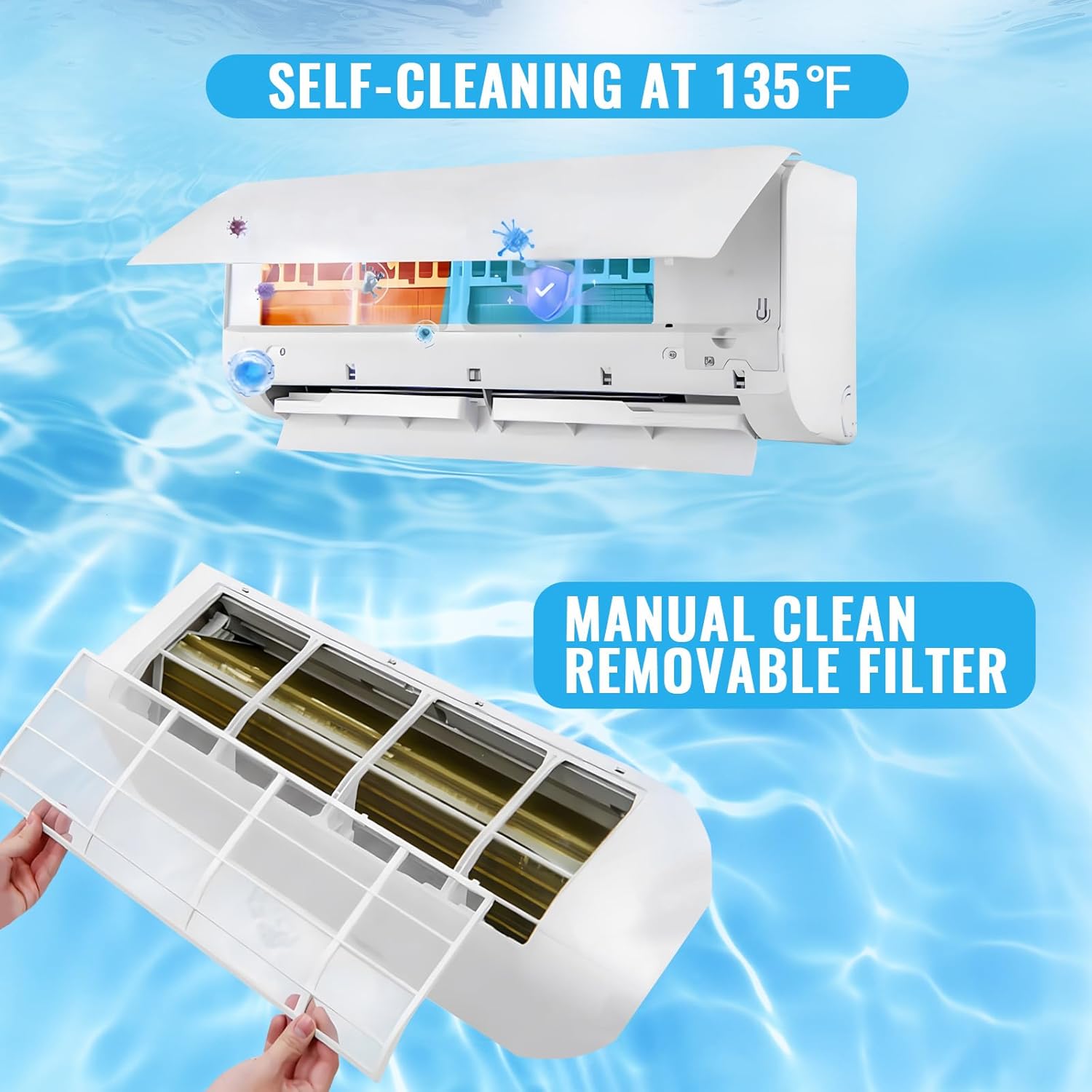 12000 BTU Mini Split Air Conditioner/Heater with Heat Pump 17 SEER2 115V Split AC Unit, Max Coverage Area Up to 750 Sq. Ft, Remote Control, Multiple Modes White