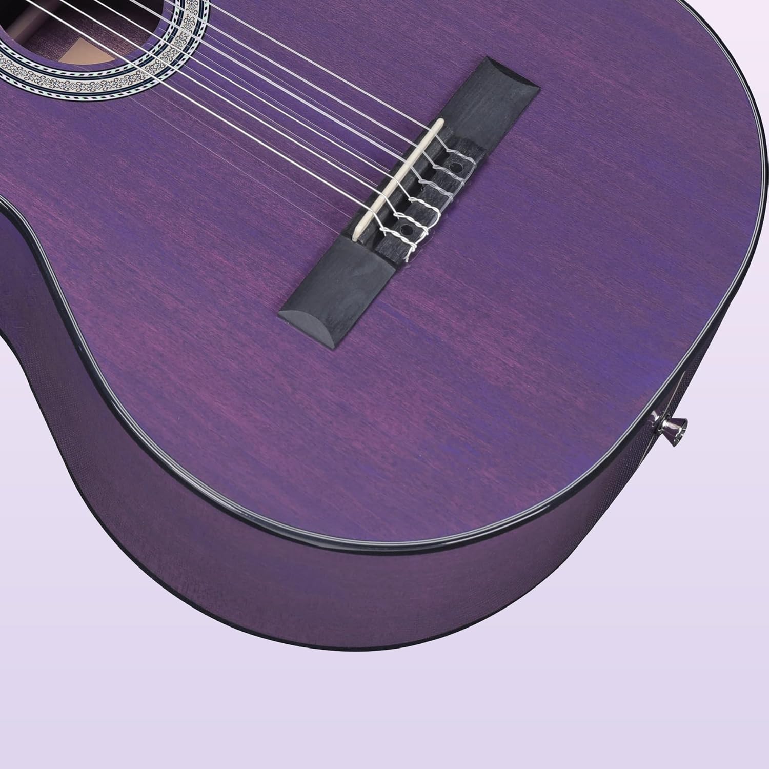 WINZZ 4/4 Classical Guitar, 39 Inch Full Size Nylon String Guitar for Beginner Adults, Full Classic Guitar Kit with Free Lessons, Gig Bag, Footstool, Capo, Tuner, Hanger and Strap (Glossy Purple)