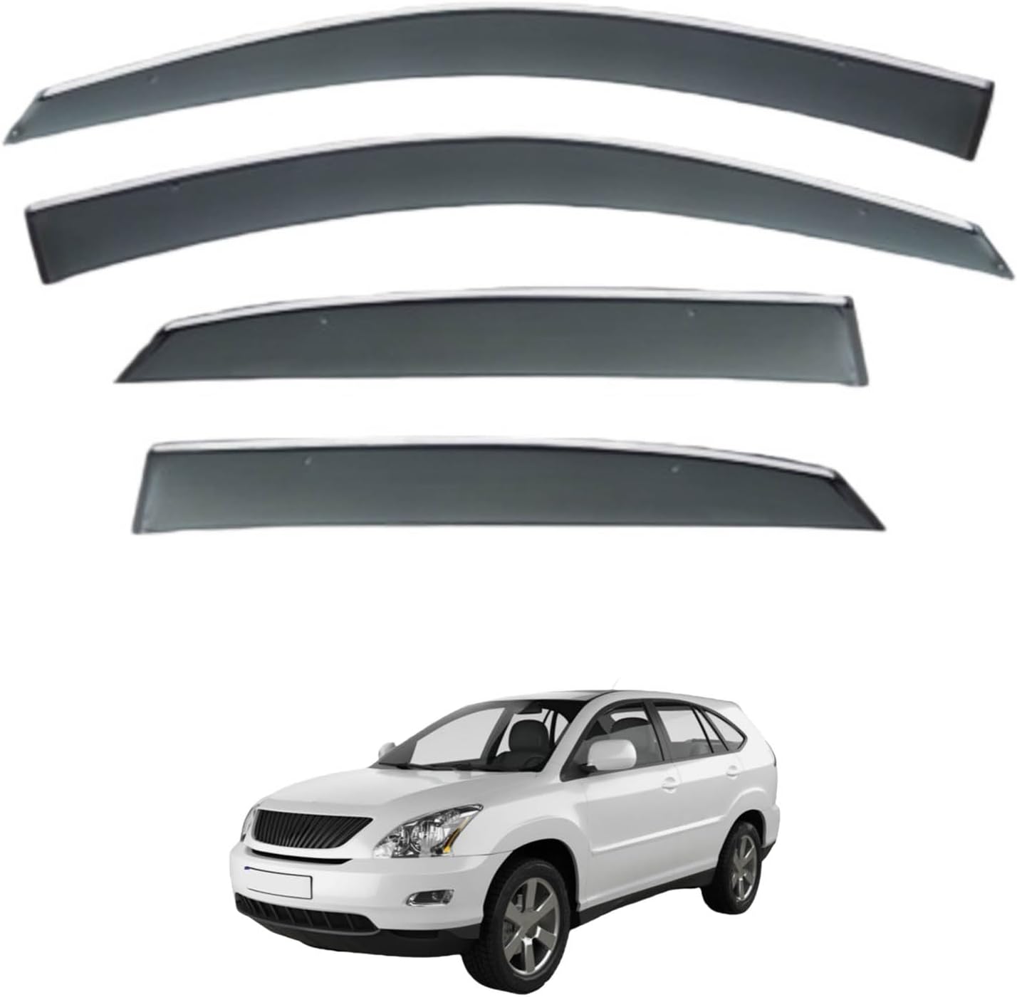 Window Deflectors for Toyota Harrier MK2-XU30 2004-2013, Sun Rain Guard Window Visors Vent Shades with Bright Stripes Car Accessories