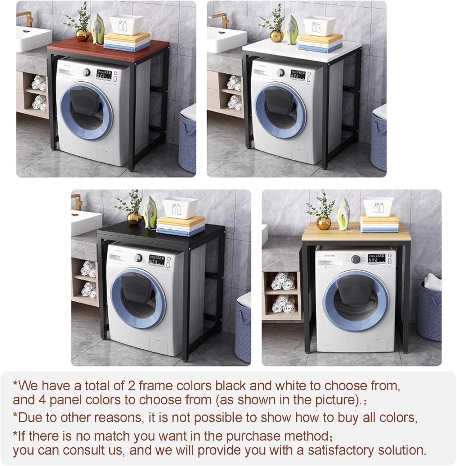 Adjustable Non Slip Feet Drum Washing Machine Storage Rack Freestanding Over Washing Machine Shelf with Space Saving Design Organiser Shelf for Small Kitchen Bathroom