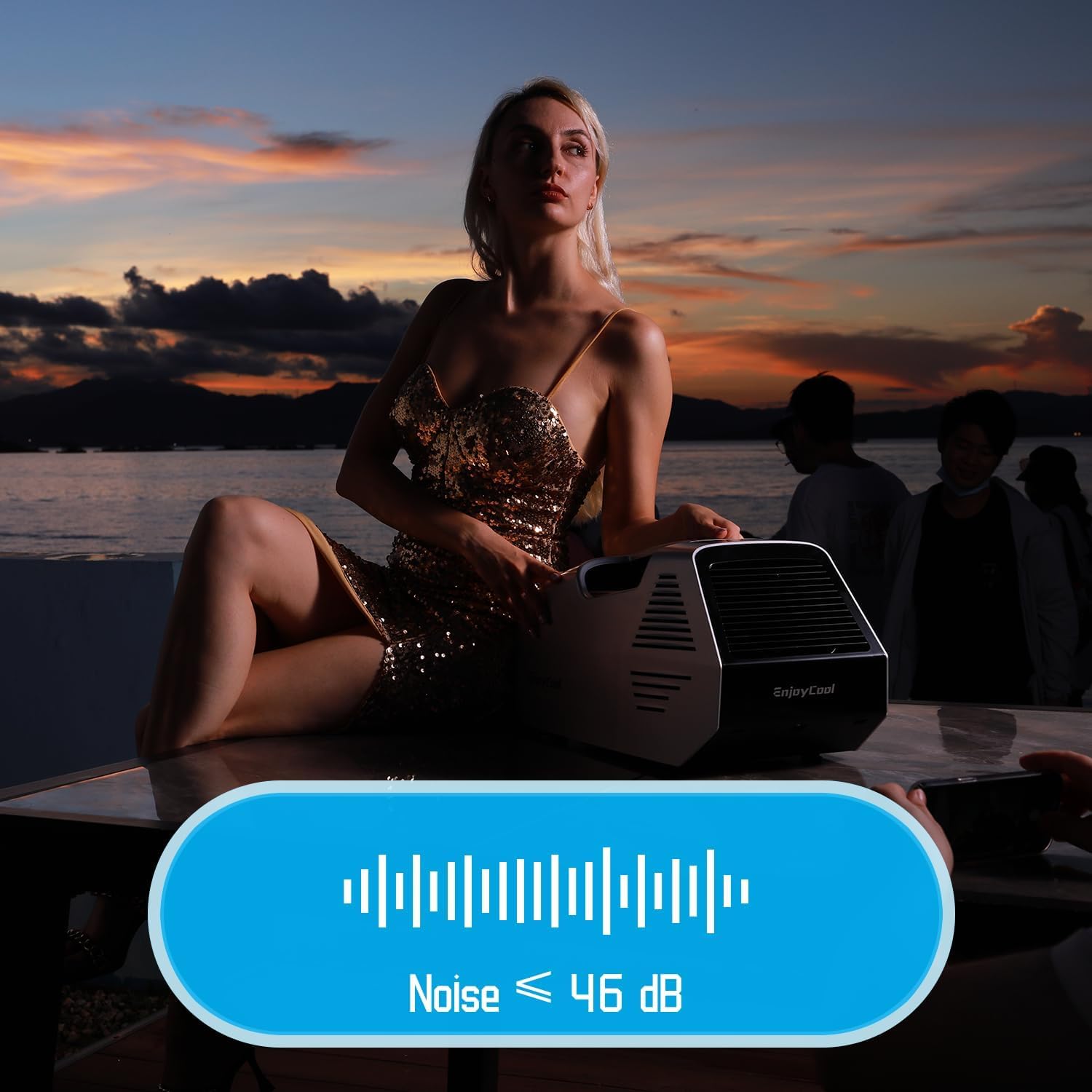 2380BTU Tent Air Conditioner for Camping 240W Camping Air Conditioner Low Power Consumption Indoor Outdoor for Tent Car Van Life Battery Not Included Battery Not Included(Yellow 02)