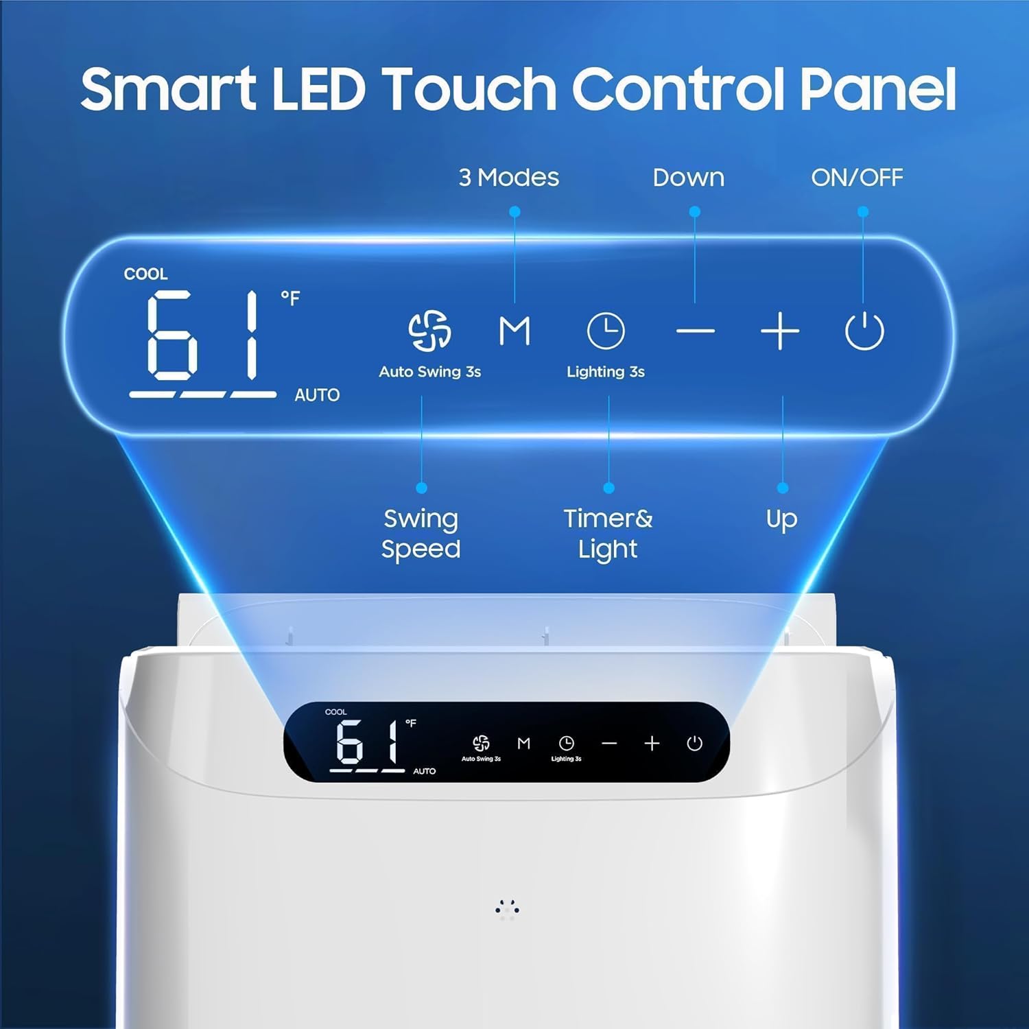 14000 BTU Portable Air Conditioners,Cools Up to 700 Sq.Ft,Portable AC Unit with Remote Control,Cooling,Fan,Dehumidification,Sleep Mode& Installation Kits for Large Rooms,White