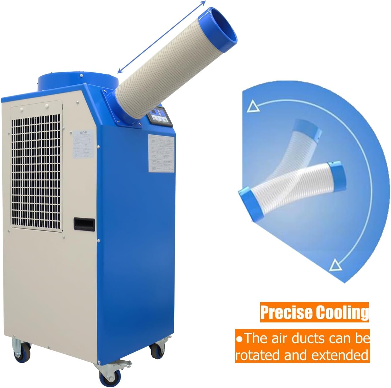 Industrial Air Conditioner Portable Spot Cooler 11900BTU/H Single Column Air-Cooled Commercial Mobile Outdoor Cooling Aircon 480m³/h 110V