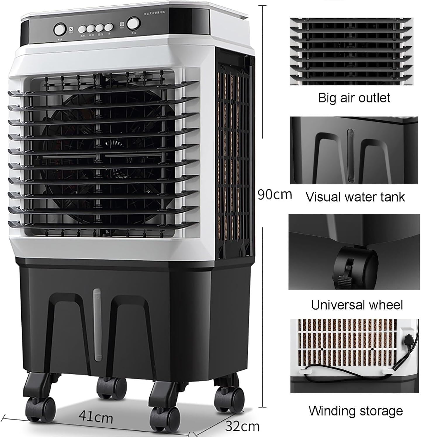 40L Evaporative Air Cooler, 3-in-1 Portable Air Conditioner, Cooling Fan & Humidifier with Remote, 120° Oscillation & 4 Ice Packs for Indoor/Outdoor Use