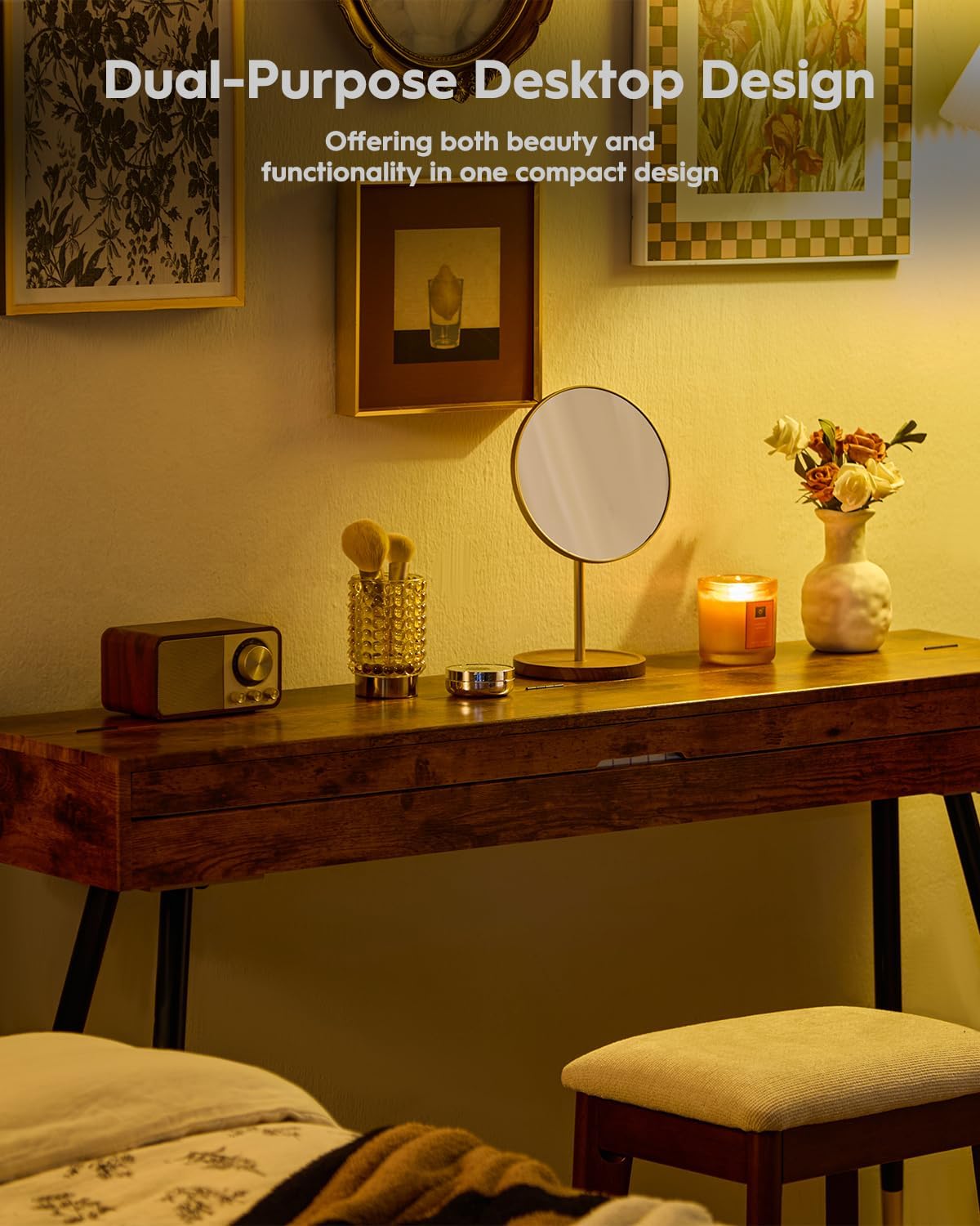 STRICH 88 Key Digital Piano, Hammer-Action Weighted Keyboard, Full Size Desk Cover Electric Piano Keyboard with Stand, 25Wx2 Speakers, Headphones, Three Pedal, SDP-350S(Furniture Style)