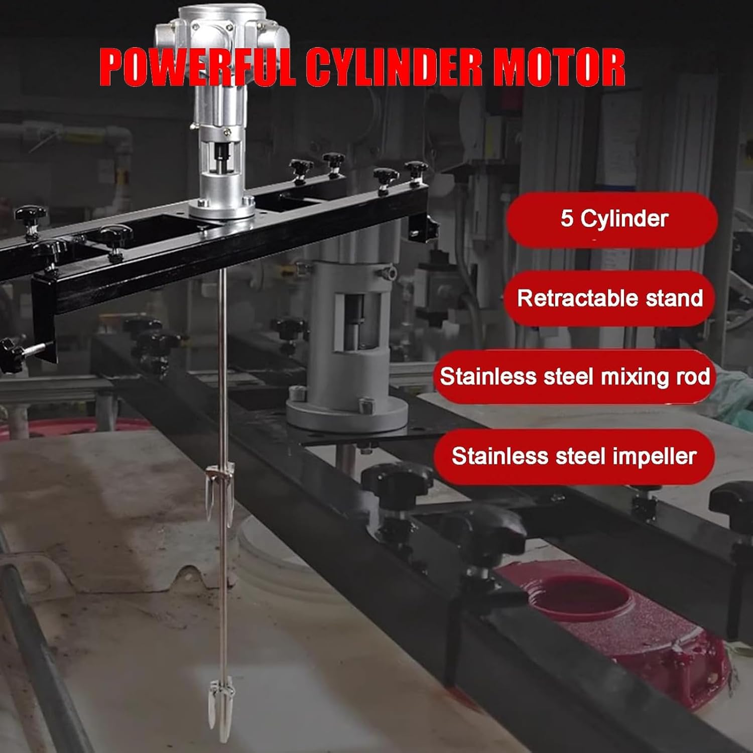 IBC Agitator, Commercial 1 Ton Paint Stirring Machine with Support Hanger, Folding Propeller, Paint Stirring Machine Mix Tool, Paint Mixing Equipment, for Ink Dissolver Agitator