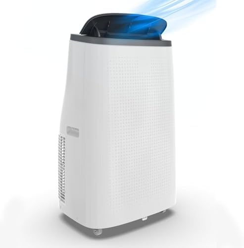 14000 BTU Portable Air Conditioners, 3-In-1 Unit Offers Fast Cooling, Dehumidification, Three-Speed Fan for Rooms Up to 750 Sq. Ft, with a 24-Hour Timer, Remote Control, and Operates Quietly