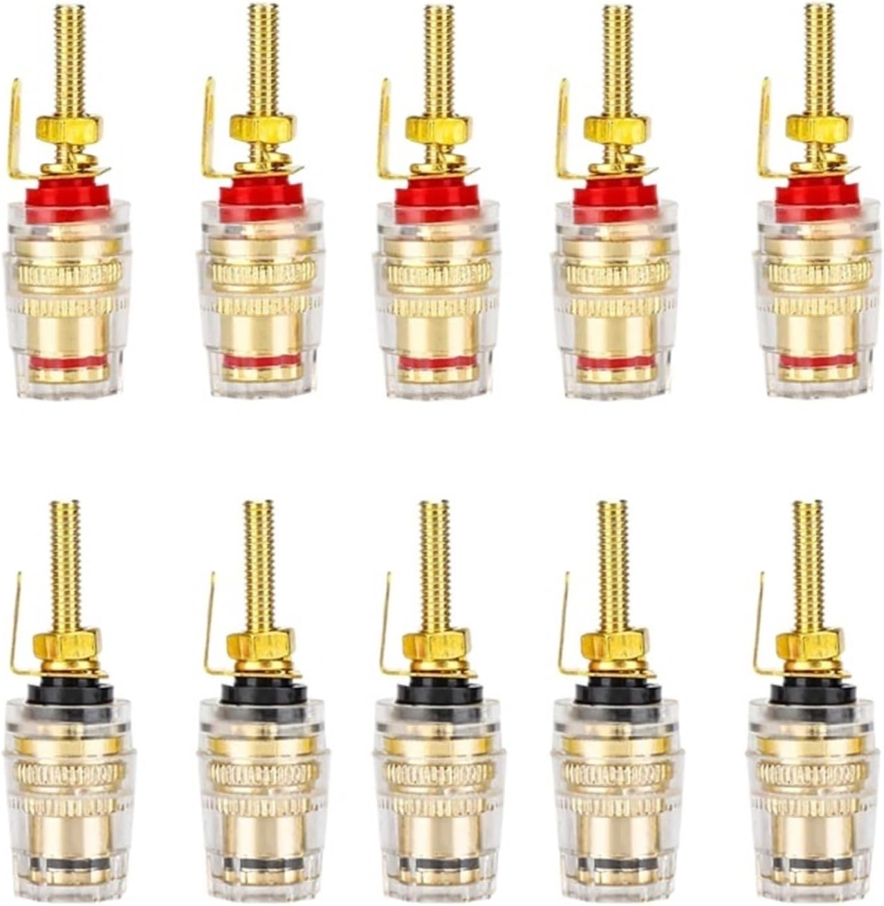 10PCS Brass Crystal Binding Post for Thread Audio Speaker Amplifier 4mm Banana Terminals Connector(Red Short 10PCS)