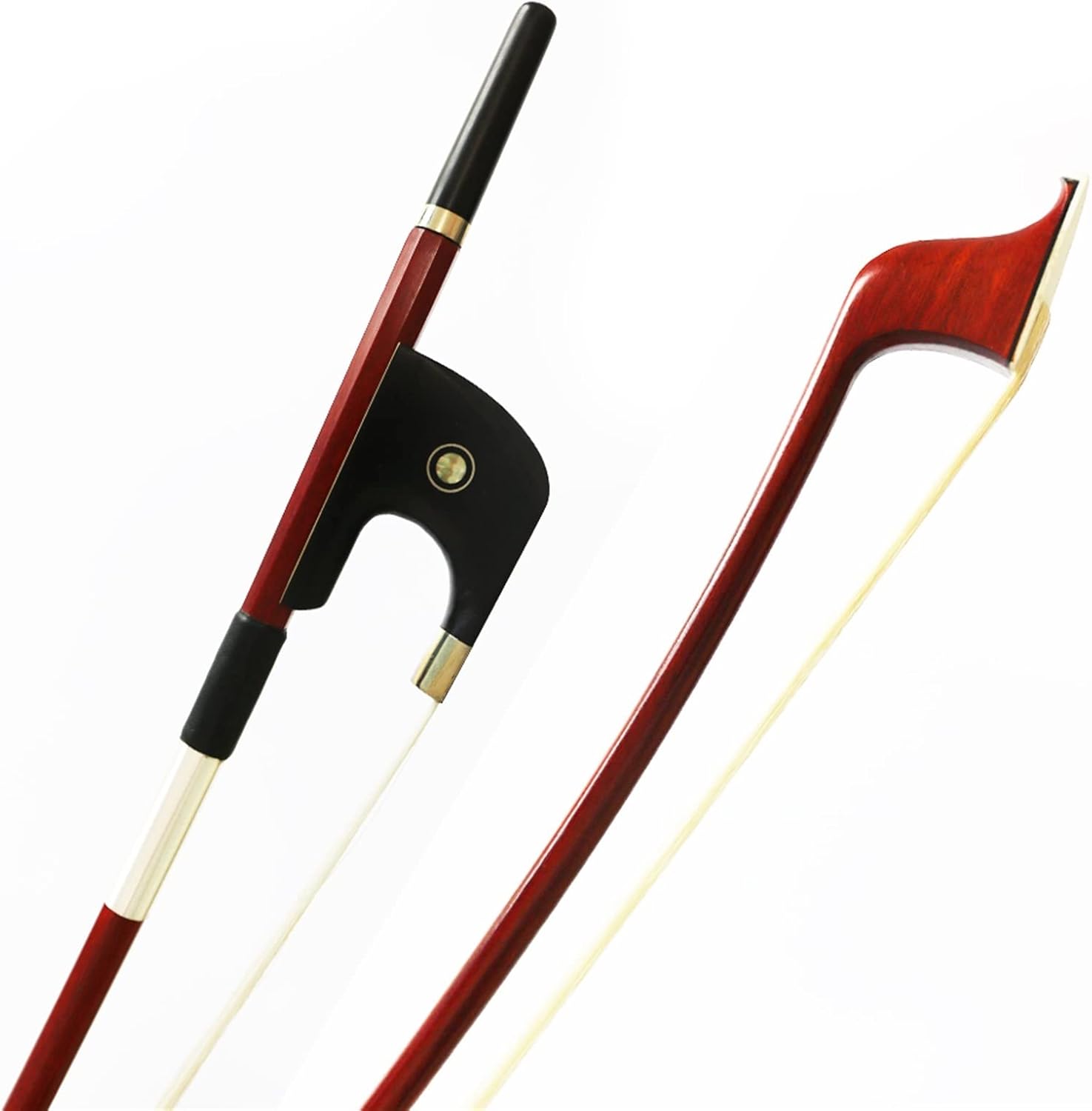 TSTS 4/4 Size Bass Bow Pernambuco Stick Natural Horsehair Ebony Frog Full Size Violin Bow