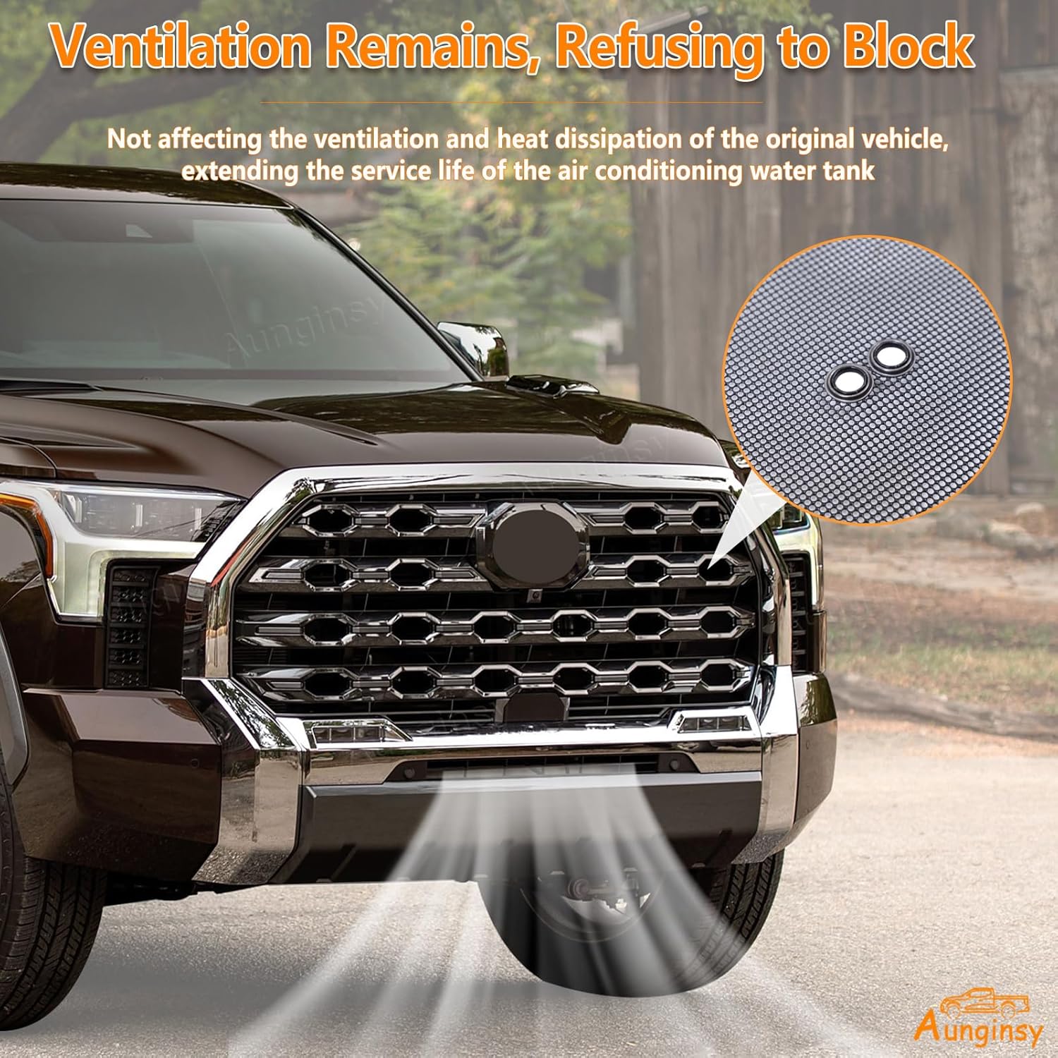 Aunginsy Front Grille Grill Vent Guard Protective Cover Mesh Set Compatible with 2022-2025 Toyota Tundra 1794 Limited Edition Stainless Steel Extend Decoration Accessories, with Supplied Cable Ties