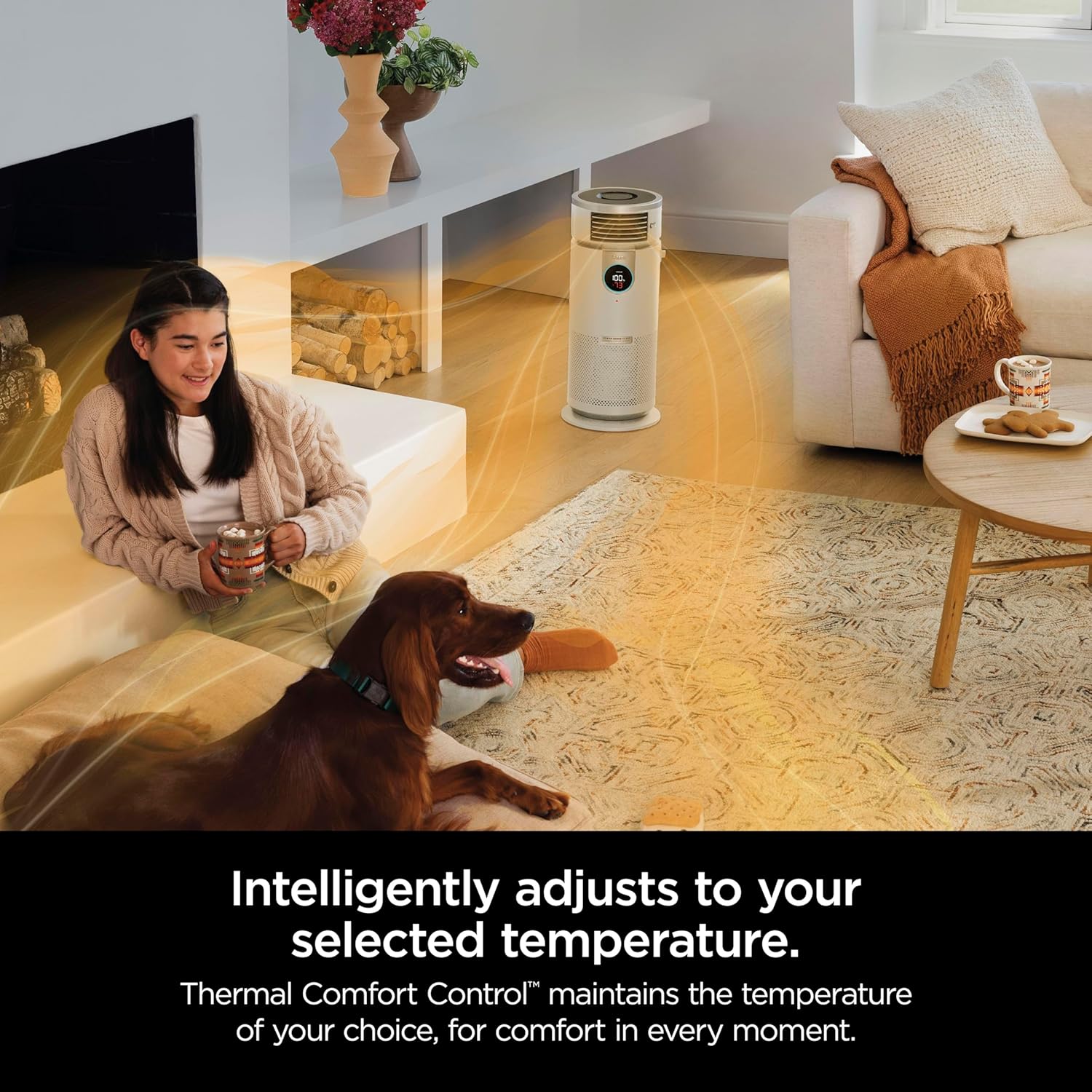 Shark 3-in-1 Clean Sense Air Purifier, Heater & Fan, HEPA Filter, 500 Sq Ft, Oscillating, Captures 99.98% of Particles for Clean Air, Dust, Smoke & Allergens, White, HC450