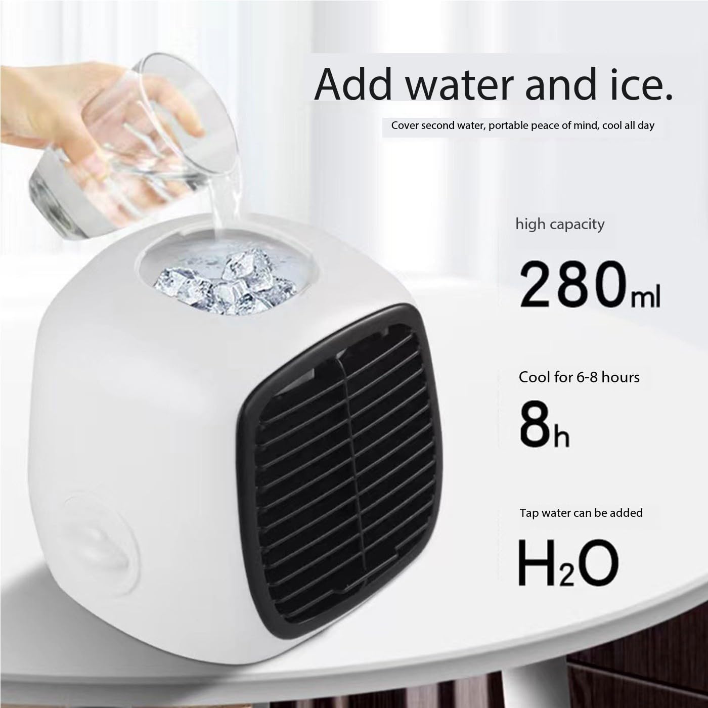 Mini Portable Air Conditioner, USB Mini Air Cooler Fan Portable Desktop Small Fan, Suitable for Home, Dormitory, Office