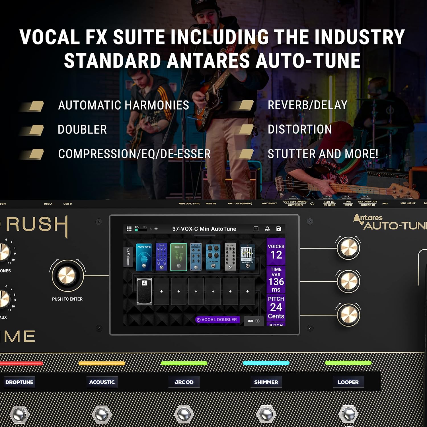 HeadRush Prime - Guitar and Vocal Multi Effects Pedal and Amp Modeling Processor with Amp Cloner, Antares Auto-Tune, WiFi, Touchscreen, Looper and Bluetooth