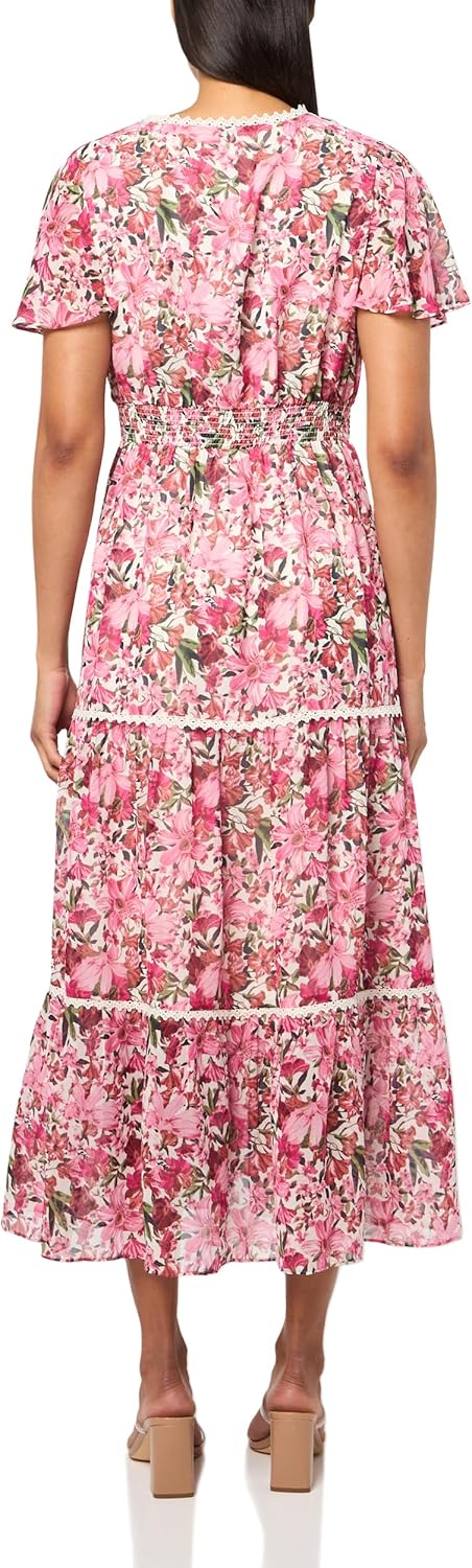 Anne Klein Women's Flutter Sleeve Tiered Midi