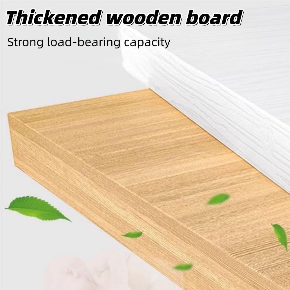 Floating Wall-Mounted Office Table with Two Drawers, Wooden Laptop Desk Shelf for Bedroom Living Room and Study, Modern Floating Vanity Workstation(White Gray)