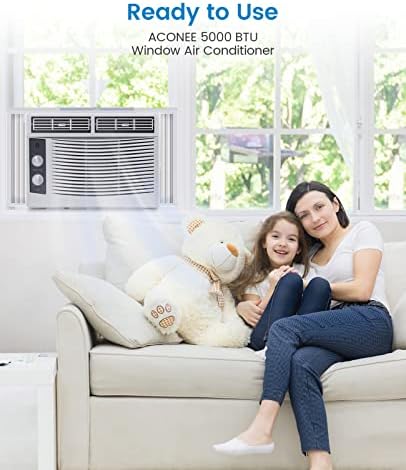 Energy-Efficient 5000 BTU Window Air Conditioner for Rooms up to 150 Sq.Ft – Quiet Operation, Mechanical Controls, Auto Restart, Easy Installation – Perfect for Apartments, Home Offices – White