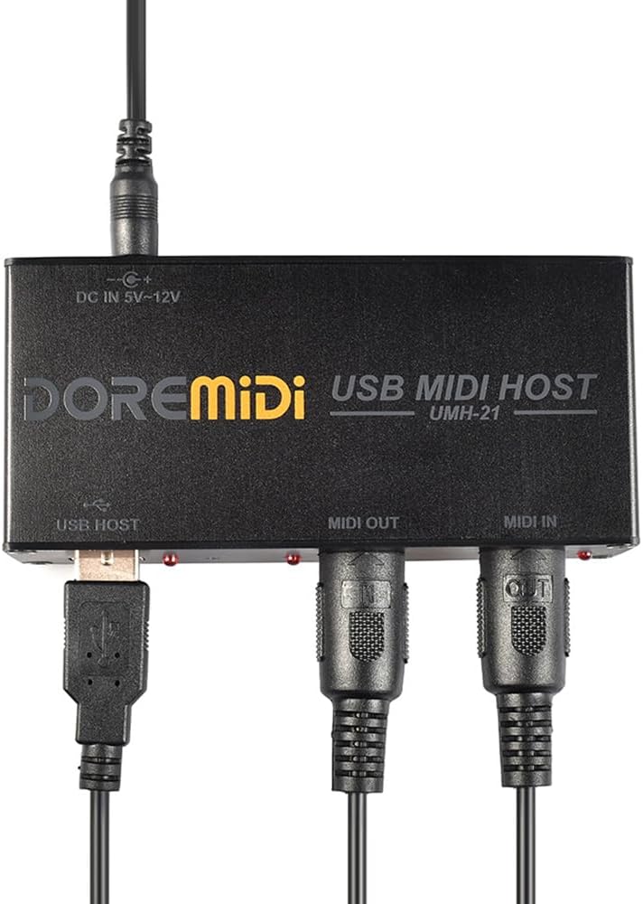 High Speed USB MIDI Host Box 1-in 1-out 16 Channel MIDI Box Applicable to MIDI Keyboard Electric Blow Tube Electric Drum USB to MIDI Converter MIDI Interface,DOREMiDi