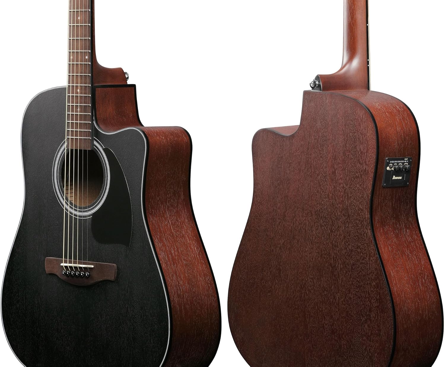 Ibanez PF54CE PF Performance Dreadnought Acoustic-Electric Guitar - Weathered Black Bundle with Gig Bag, Tuner, Strap, D'Addario Strings, Picks, Austin Bazaar Instructional DVD, and Polishing Cloth