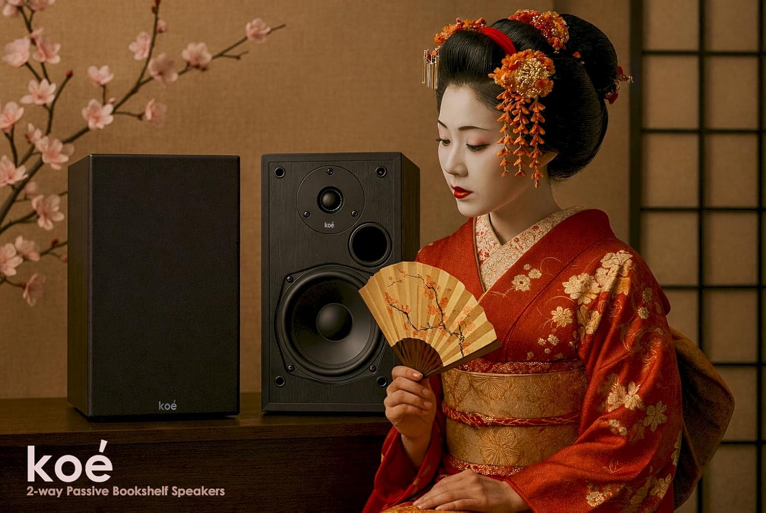 Audio Express Koe’ B102 – 100 Watt Home Theater, Passive Bookshelf Speakers (Pair) Hi-Res Audio, Excellent Response, HiFi, Satellites, Includes SPL/Freq Graph, Wall-Mountable, Black