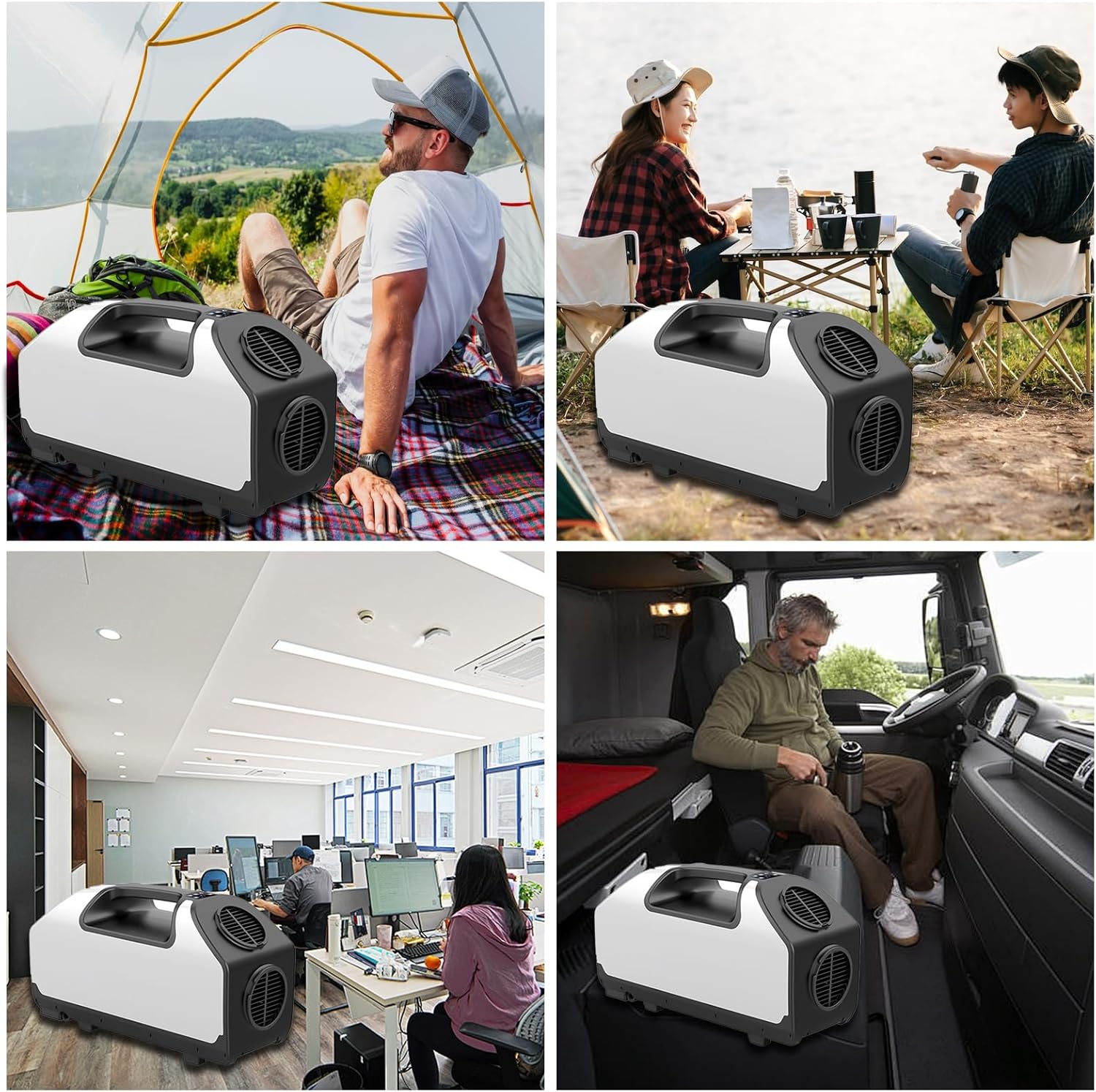 24V DC Portable Air Conditioners for Camping 2900BTU, Lightweight Tent Air Conditioner Dual Hose, Quiet Mini Portable AC Unit 4 Modes Cooling for Outdoor Fishing Truck Van RV Camper Garage Pet House