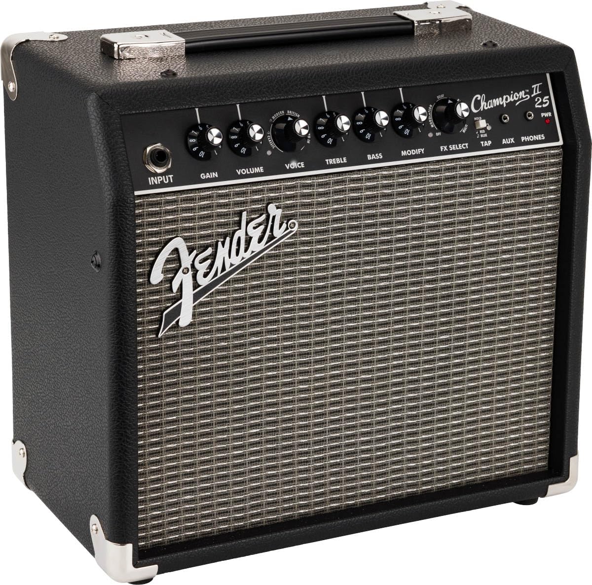 Fender Champion II 25 Watt Guitar Combo Amplifier Bundle with Cable, Austin Bazaar Exclusive 12-Pack Picks, and Instructional Video