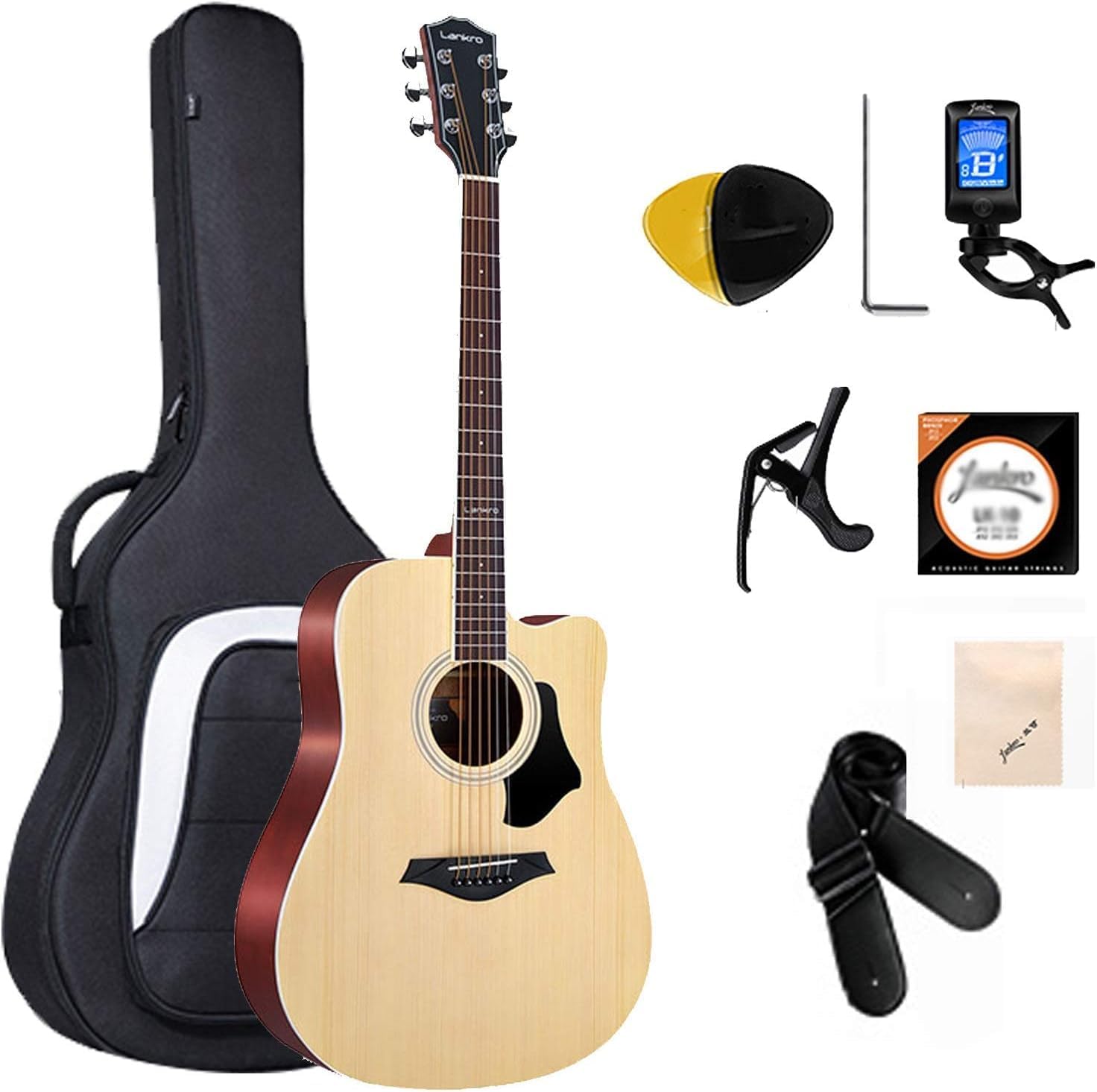 41in Acoustic Guitar, Getting Started for Novice Beginners Veneer Junior Guitar， for Male and Female Students Childrens (Size:41in,Color:#F)