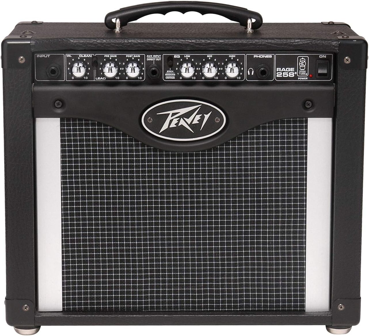 Peavey Rage® 258 Combo Guitar Amp. TransTube® Technology, Preamp & Power Amp-Tech, 2-Yr Warranty, Legendary Peavey, 8 inch Super-Duty Blue Marvel® Speaker, 25 Watts