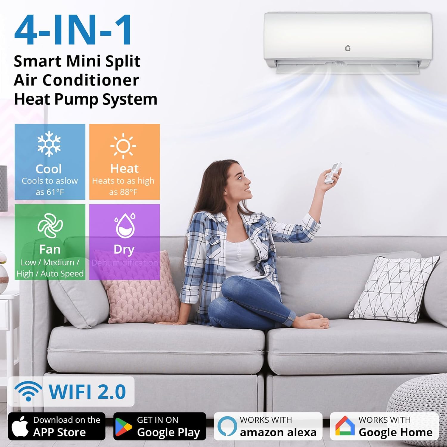 Garvee 3 Zone 28000 BTU(12K + 12K + 12K) Mini Split AC/Heating System, 20 SEER2 Tri Zone Ductless Split Air Conditioner with Pre-Charged Condenser, Not Include Copper Tube Line Set, 208-230V
