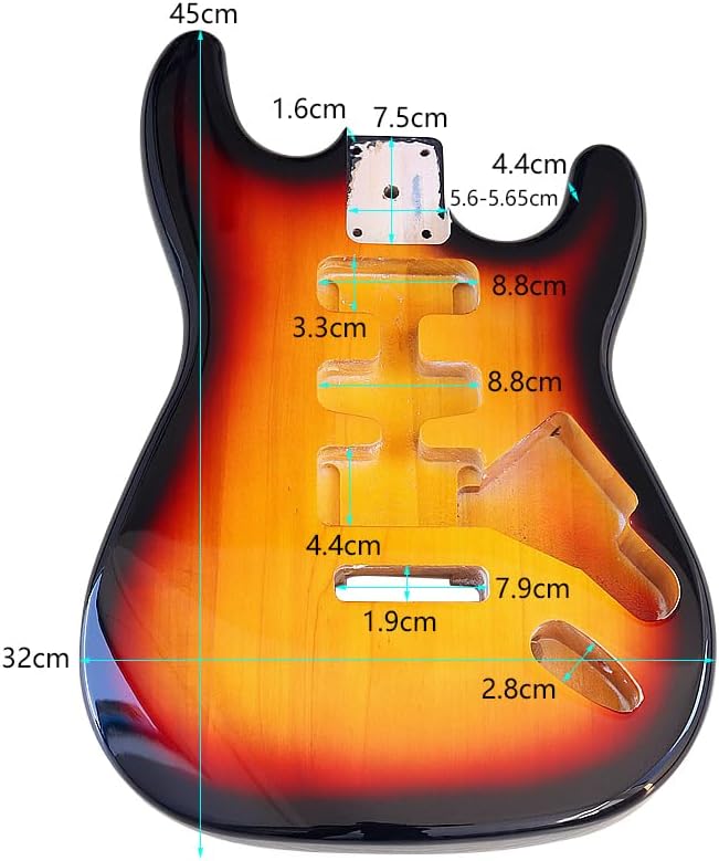 JD.Moon Electric Guitar Body for Fender ST Strat Guitar DIY Poplar Guitar Body HSS Glossy Sunset 56mm