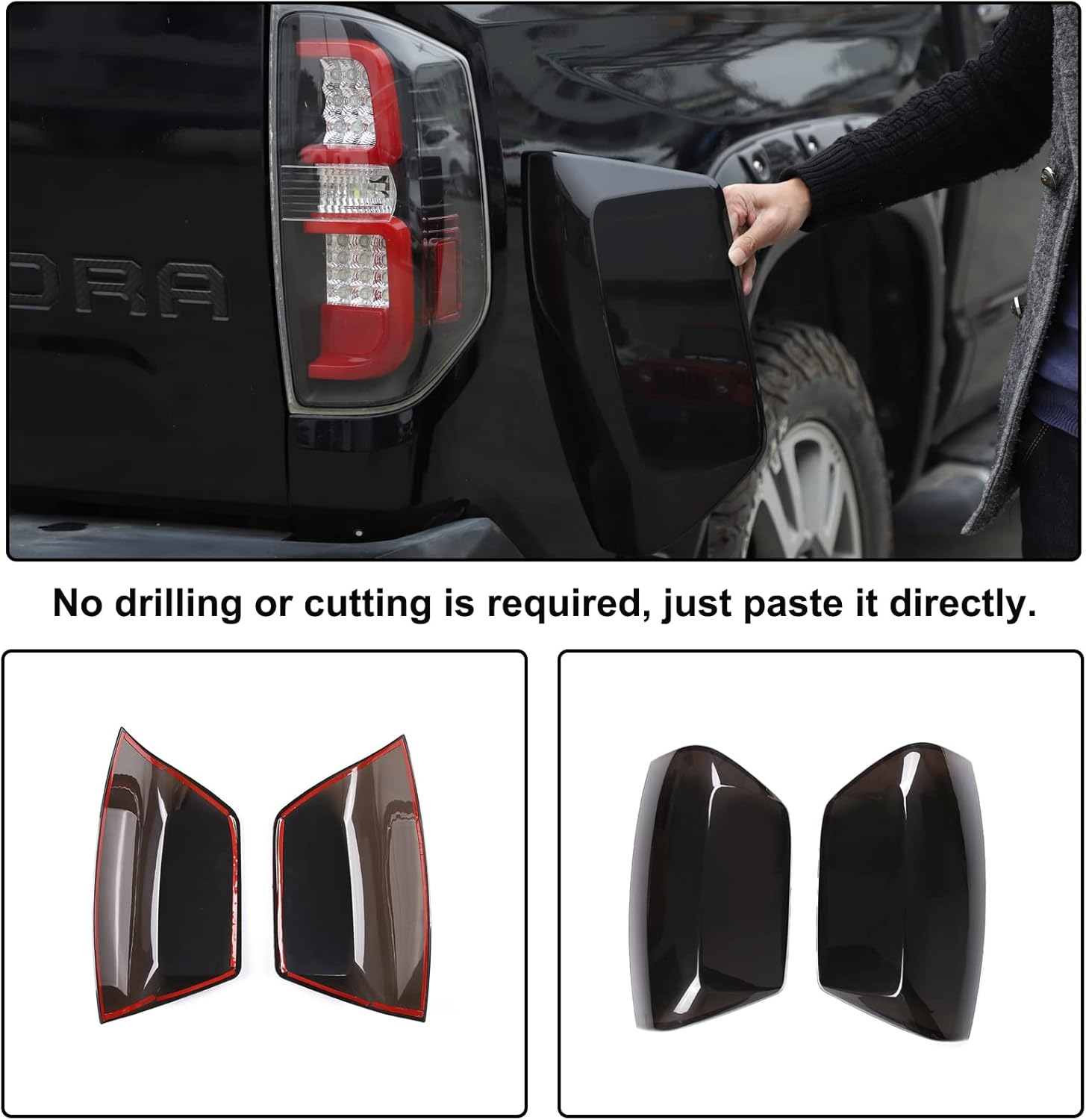 Aunginsy Car Rear Tail Light Cover Tail Lamp Shell Shade Compatible with Toyota Tundra 2014-2021 Smoked Taillight Shell Trim Cover Tail Light Lamp Guard Protective Frame ABS Accessories