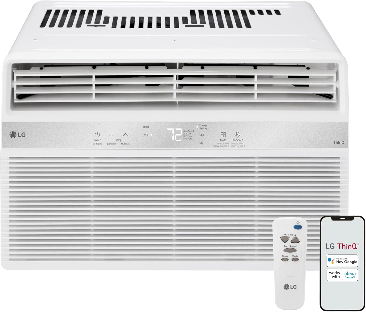 LG LW1025RSMX Window Conditioner, Wi-Fi Enabled w/Remote, 450 Sq.Ft, 4-Way Air Deflection, 2 Cooling and Fan Speeds with Auto Fan Function, 115V, 10,000 BTU, White