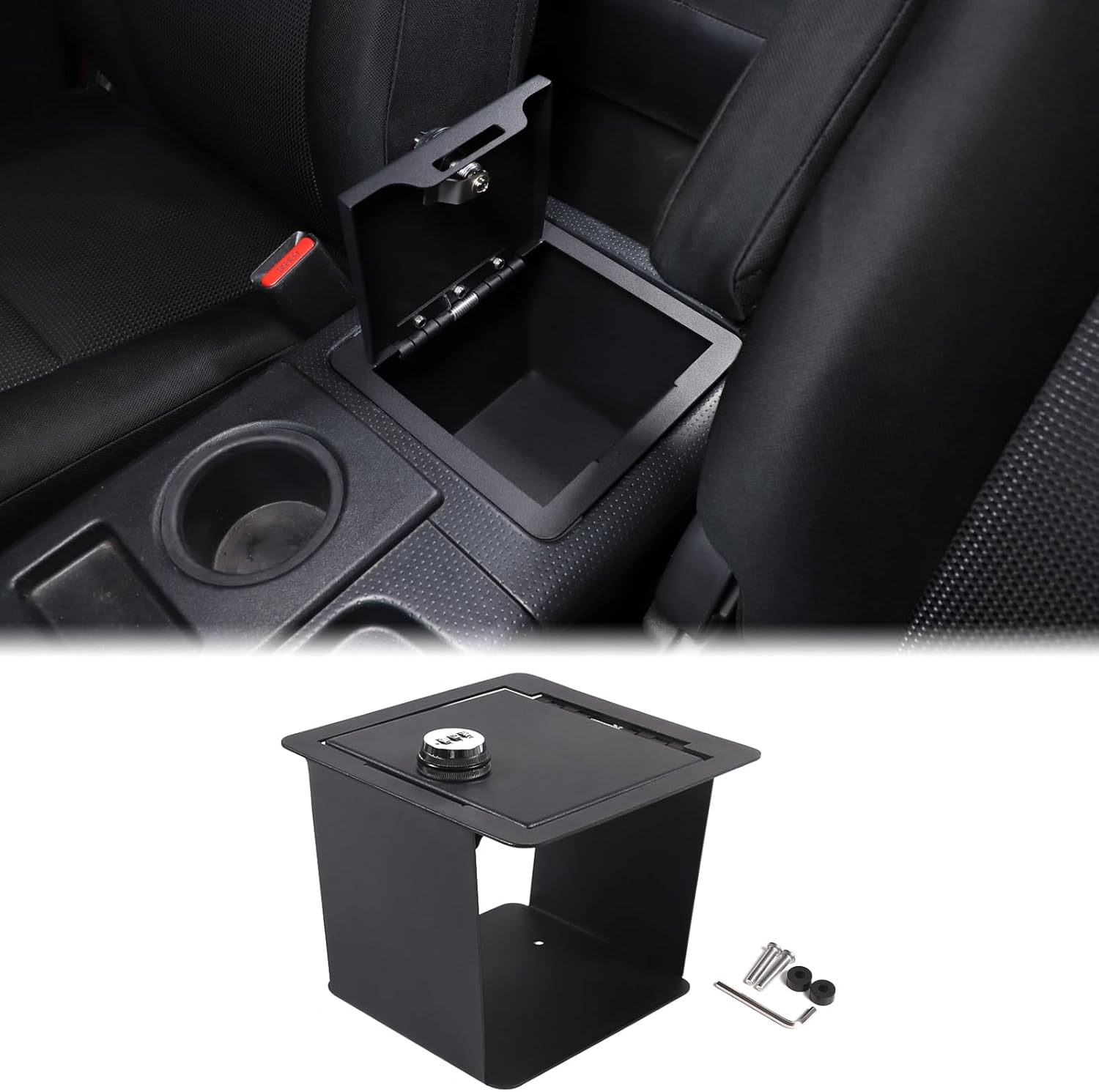 Car Center Console Lock Safe Box Armrest Storage Compatible with Toyota FJ Cruiser 2007-2021+ Center Console Lock Box Armrest Security Organizer Tray Vault with 3 Digit Combo Password Accessories