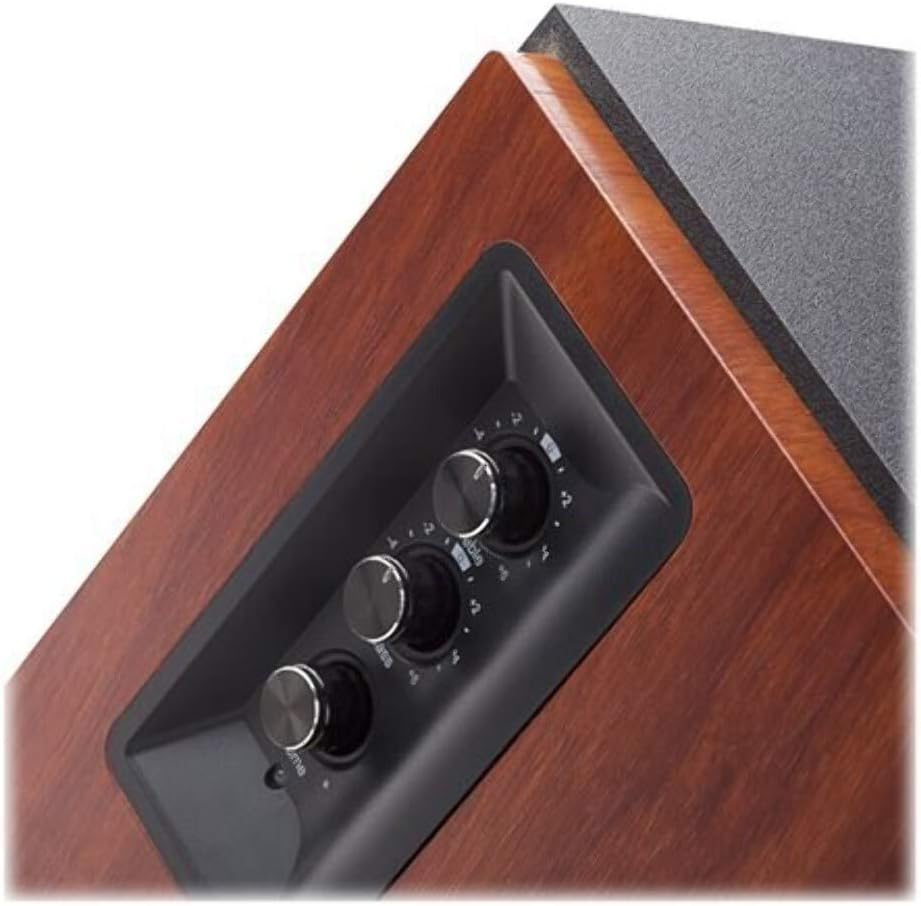 Edifier Amplified Bluetooth Bookshelf Speaker System, 2.0 Powered Active Speakers 66 Watt RMS - Wooden