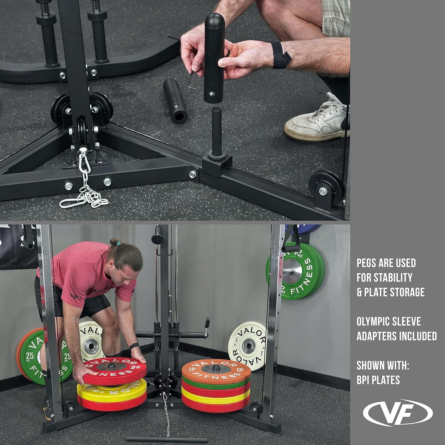 Valor Fitness Cable Crossover Machine - 17 Adjustable Positions with Pull Up Bars and Optional Bundle Attachments Max Weight 200 lb. Plate Loaded Pulley System for Home Gym Power Workout