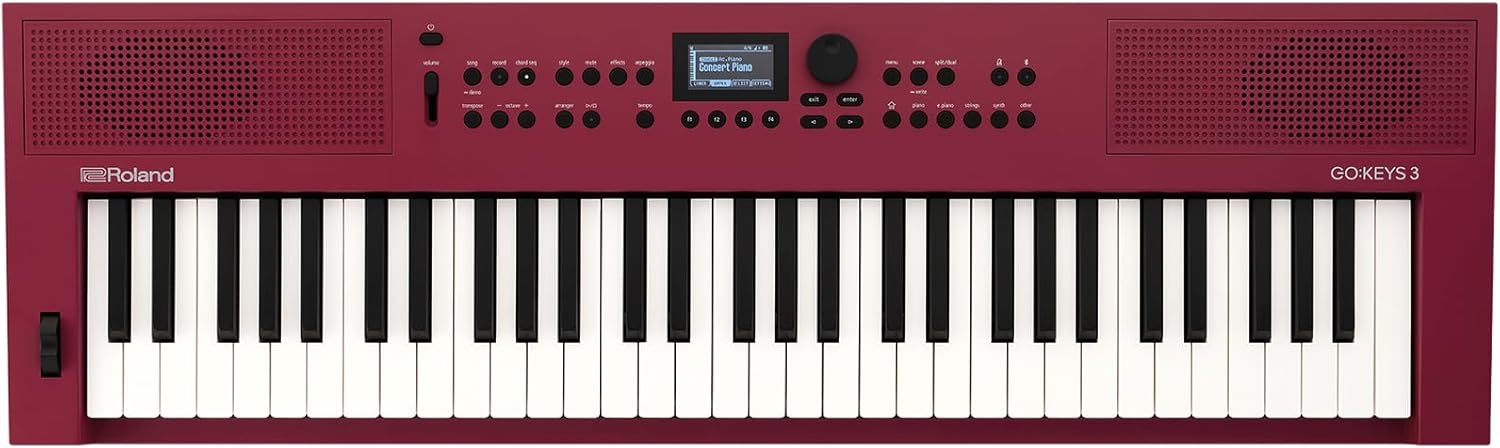 Roland GO:KEYS 3 Music Creation Keyboard | 61-Note Keyboard | Built-In Stereo Speakers | Bluetooth Audio/MIDI Support for Music Streaming - Dark Red
