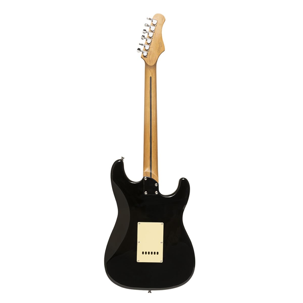 Stagg SES-55 BLK LH Series 55 Left Handed Electric Guitar with Solid Paulownia Body l Tempered Maple Neck l 22 Fret Maple Fingerboard l Aged White 3-Ply Pickguard l Brilliant Black Finish