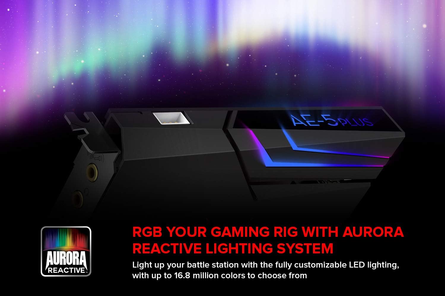 Creative Sound BlasterX AE-5 Plus SABRE32-class Hi-res 32-bit/384 kHz PCIe Gaming Sound Card and DAC with Dolby Digital and DTS, Xamp Discrete Headphone Bi-amp, Up to 122dB SNR, RGB Lighting System