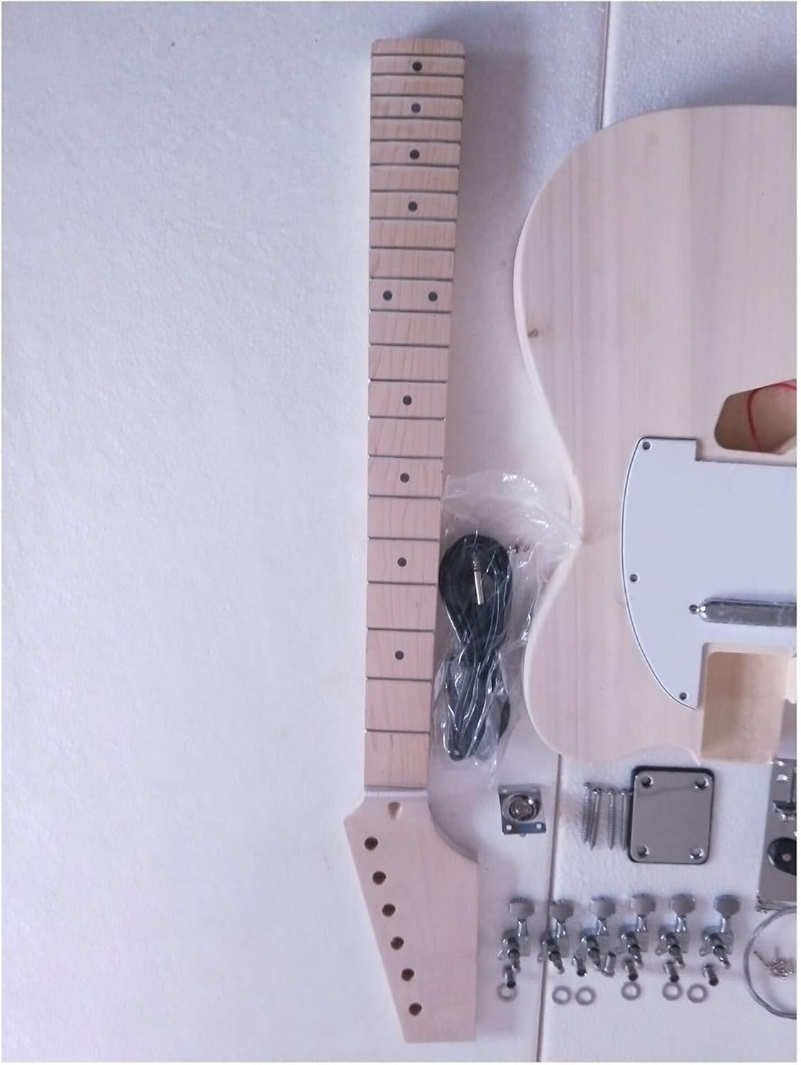 DIY Electric Guitar Kit Unfinished Left Hand Electric Guitar Kits Maple Neck Basswood Body with All Accessories