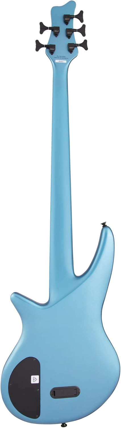 Jackson Spectra Bass SBX V Bass Guitar - Electric Blue Bundle with Cable, Guitar Strap, Tuner, Picks, and Austin Bazaar Instructional DVD