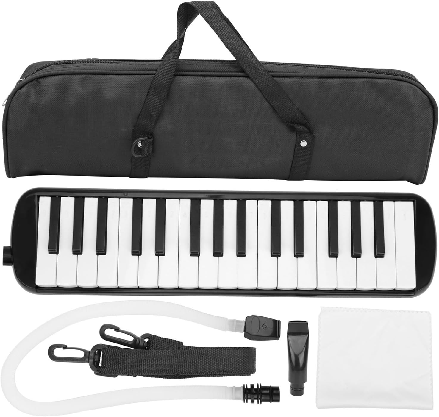Melodica 32 Key Melodica Wind Musical Instrument Suitable for Beginner Practice Bag(Black)