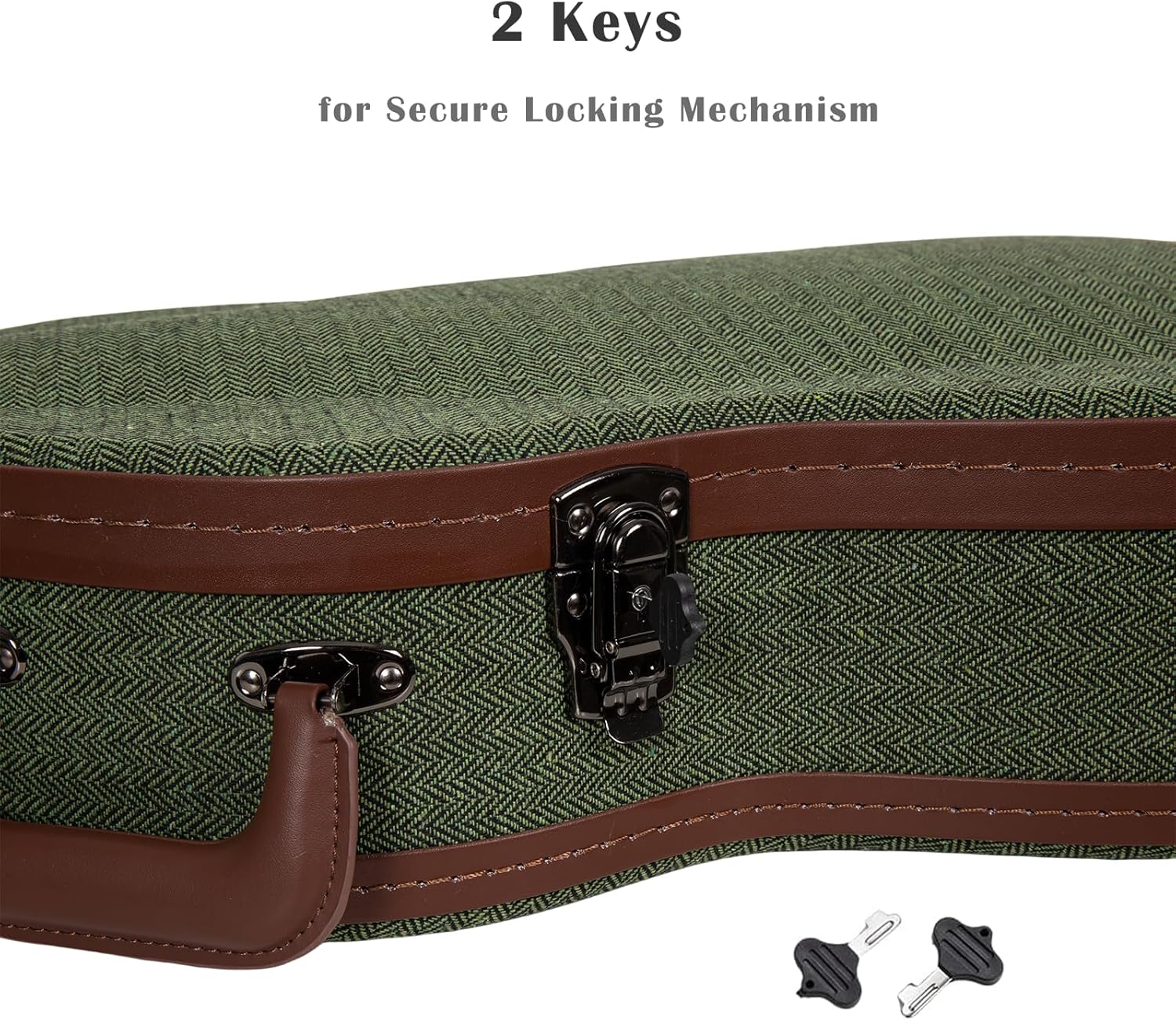 Crossrock 335 Style 6-String Semi-Hollow Electric Guitar Case | Green Chevron Tweed, Plush Velvet Interior, Genuine Leather Handle & Security Lock, Reinforced Hardware – Master Series (CRW760SAGN)