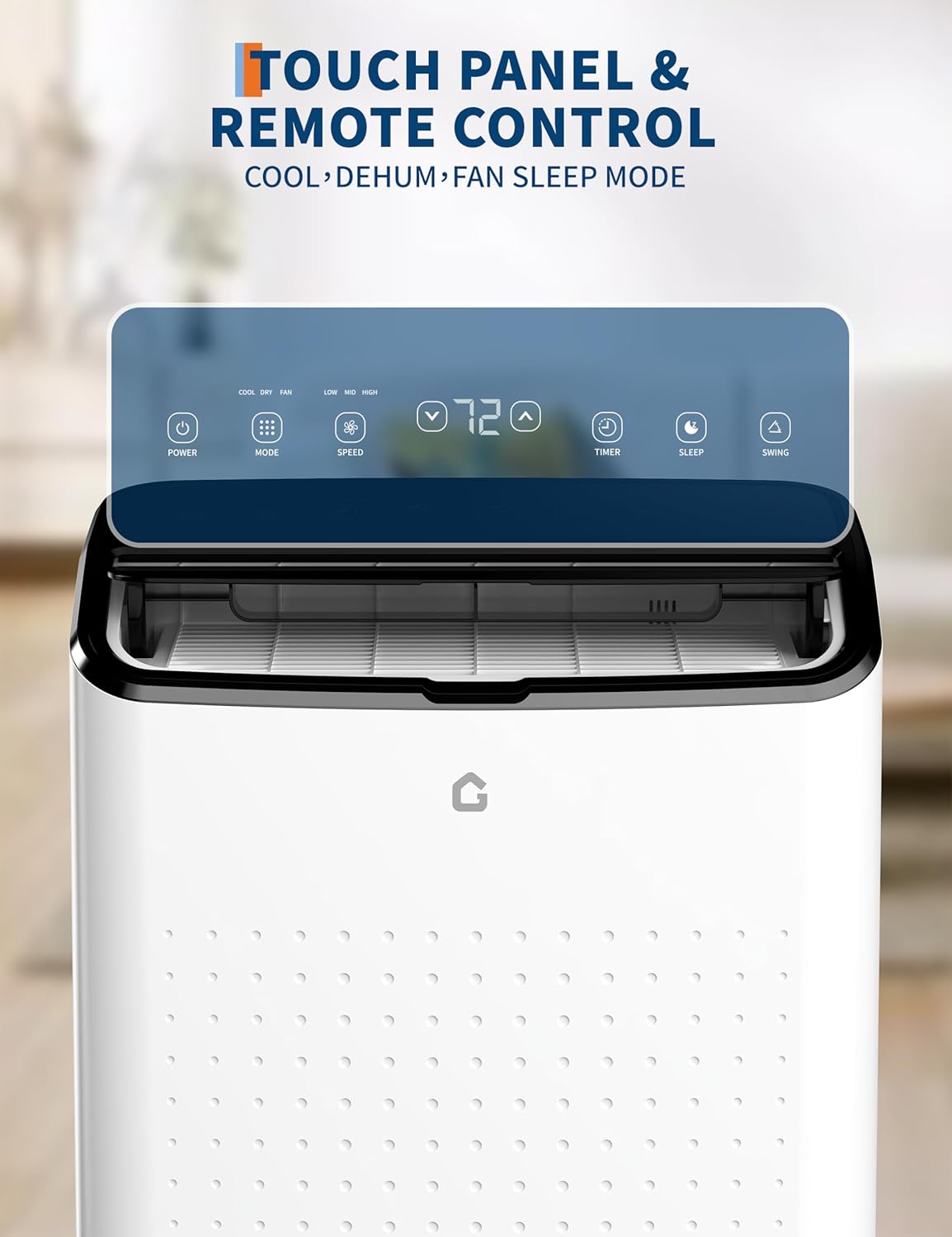 14,000 BTU Portable Air Conditioner, 3 in-1 Standing AC Unit with Dehumidifier and Fan, Remote and LED Touch Panel, Sleep Mode, Window Kit, Cools up to 750 Sq.Ft., Quiet Operation, Black Top