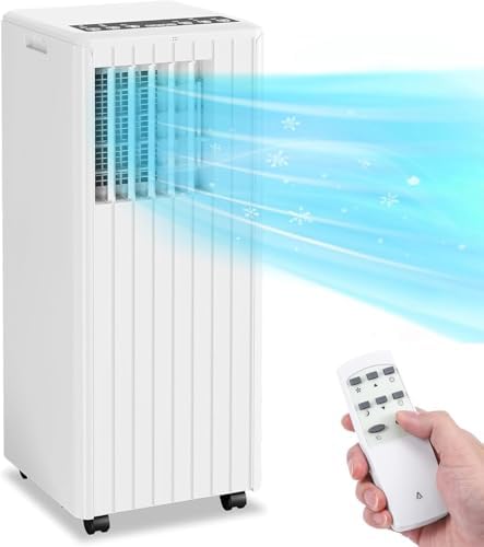 8,000 BTU Portable Air Conditioner - Cools 350 Sq.Ft, 3-in-1 (Cool/Dehumidifier/Fan), Remote Control, Ultra Quiet 52dB, LED Display, 24H Timer, Sleep Mode, Easy Install Window Kit for Bedroom, Office