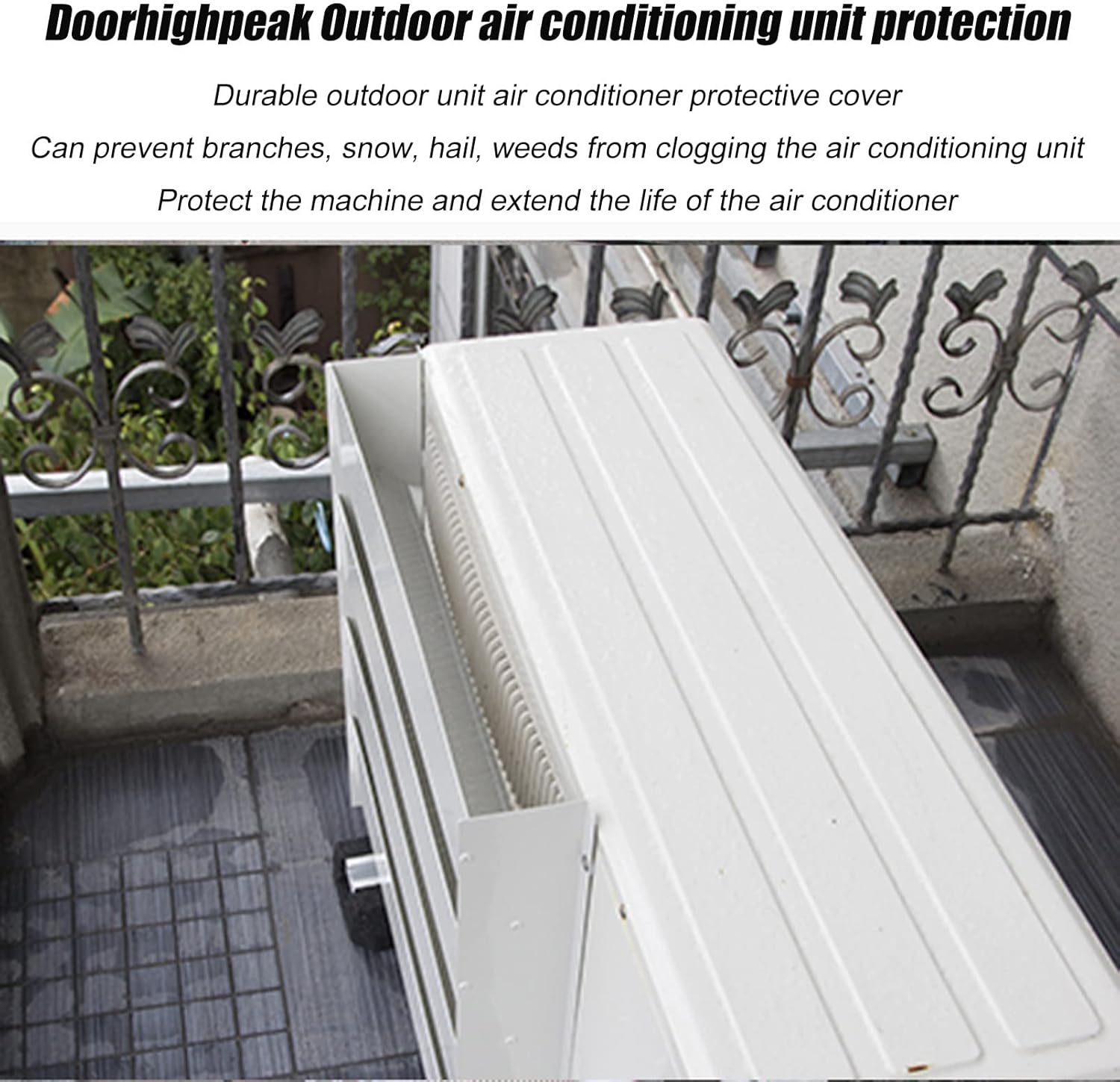Outdoor AC Unit Cover - Air Conditioner Deflector and Wind Guide Baffle, Galvanized Steel Protection for Compressor and Condenser Grilles, Anti-Direct Blowing Screen