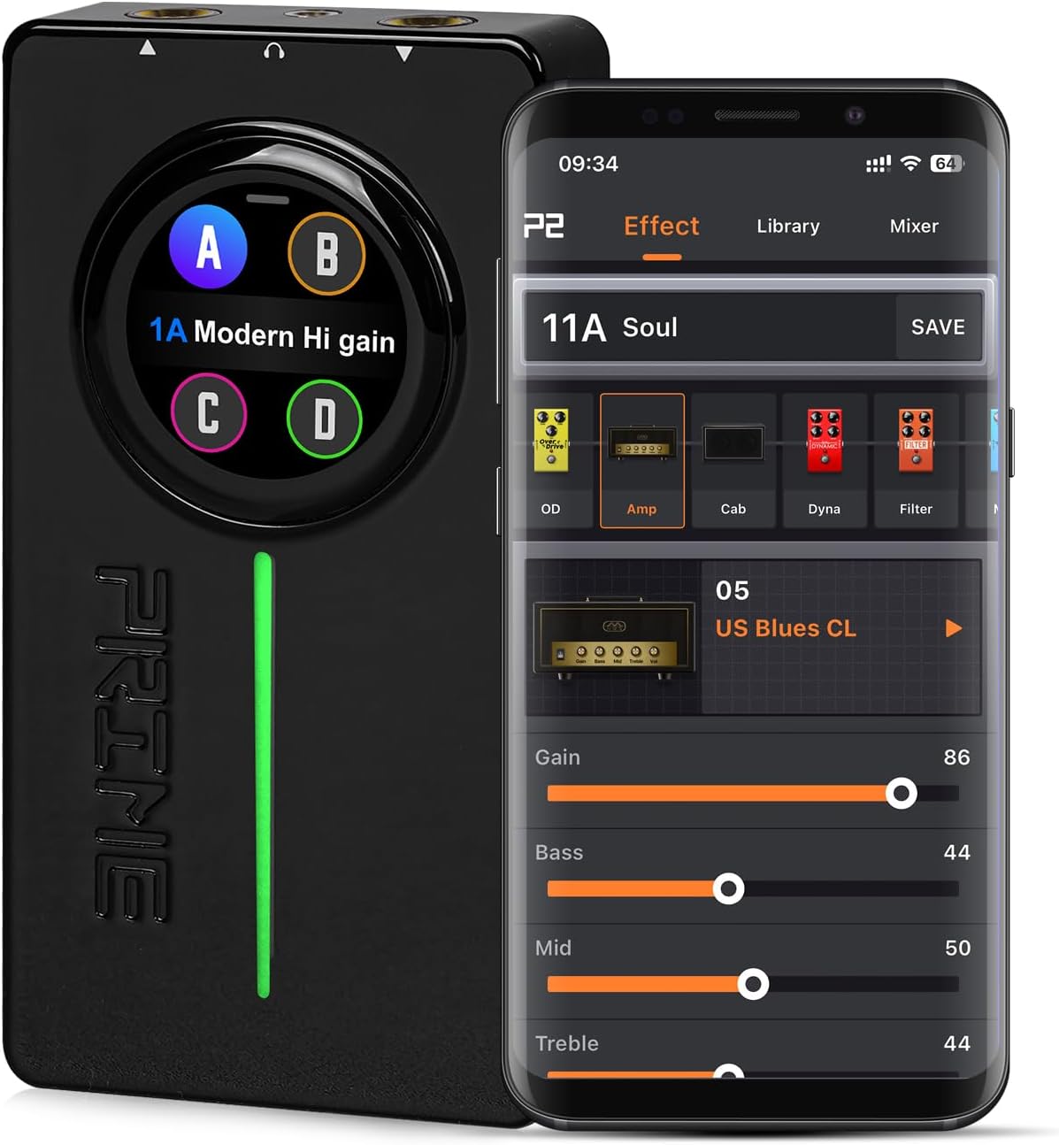 MOOER Prime P2 Guitar Headphone Amp Intelligent Portable Battery Powered Multi Effects Adjustable Effects Chain Wireless Controller