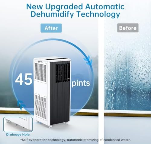 GarveeLife Portable Air Conditioner, 8,000 BTU Cools up to 350 Sq. Ft., LED Touch Panel, with Remote Contro, Built-in Dehumidifier, Fan, 3 in 1 Compact Indoor Quite AC Unit for Home Office Dorm RV