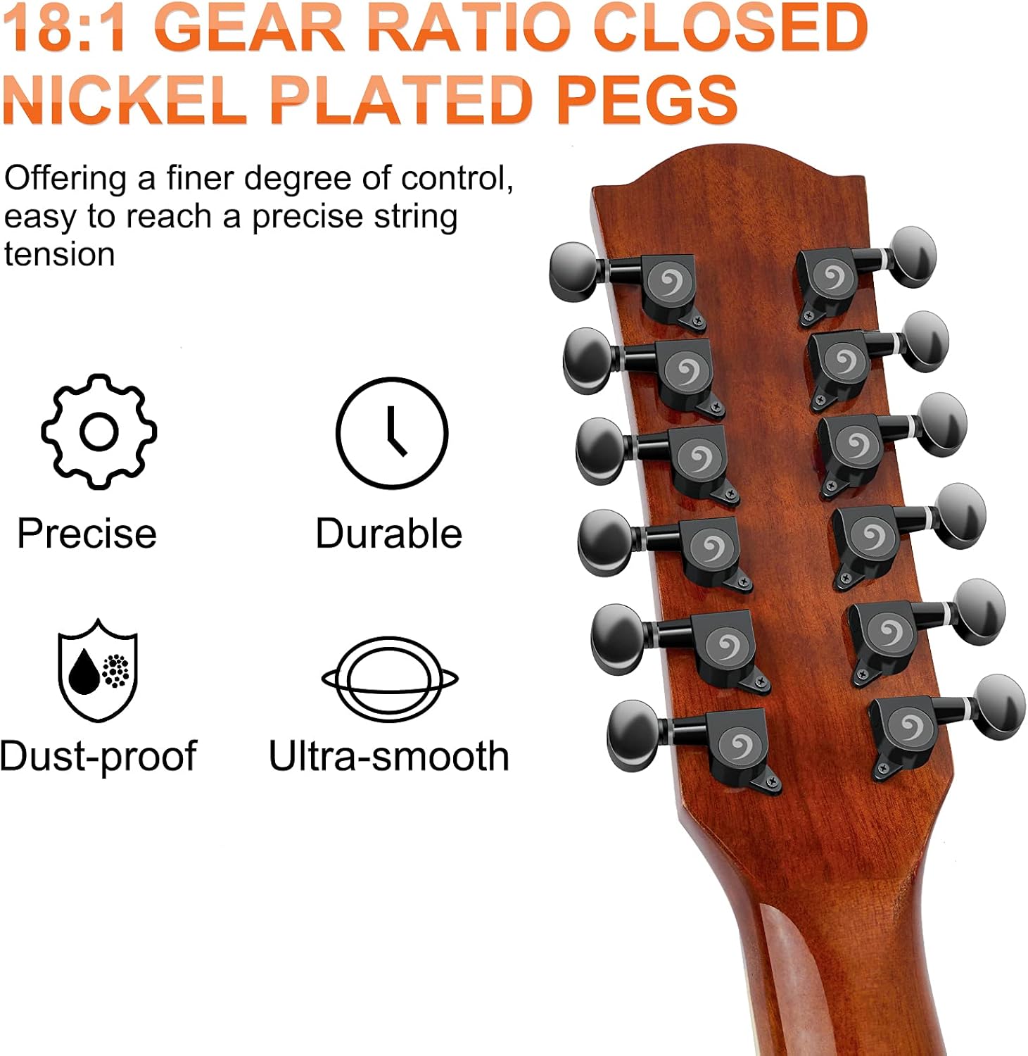 Vangoa 12 String Guitar, Twelve String Guitar Acoustic Electric Cutaway Guitarr Bundle, Black and Brown