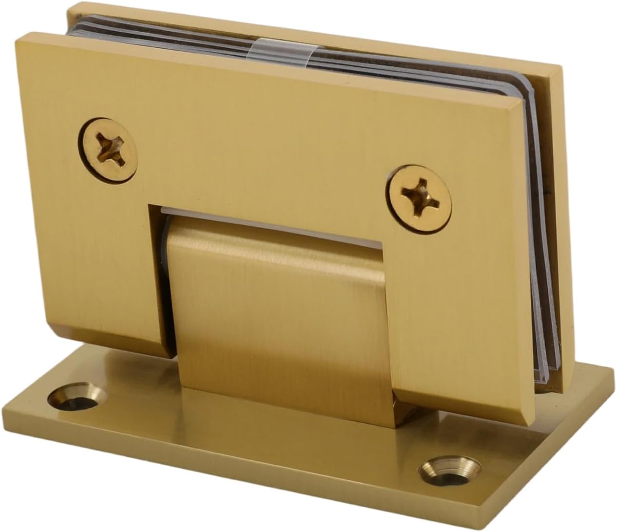 Shower Hardware Accessories for Frameless Hinged Shower Doors, 99 LBS Load Capacity, Including Hinges and Handles, for 6-12mm Thick Glass Door (5 Glass Clamps + L-Shaped Corner, Gold)