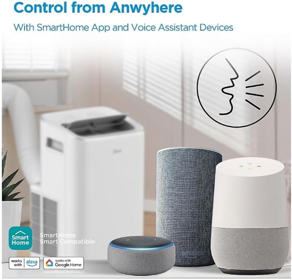 Midea Smart Inverter 10,000 BTU DOE Portable Air Conditioner, up to 450 sq ft. - 3-in-1 comfort- get cooling, dehumidification, and fan modes - White MAP10V1JWT-B